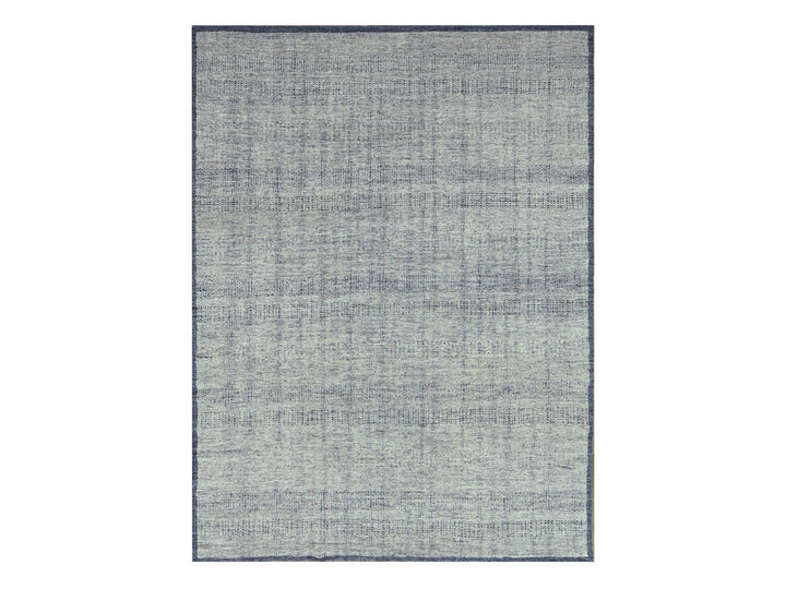 9'0" x 11'11" New Hand Knotted Blue Wool Rectangle Oriental Rug - MOA10276706