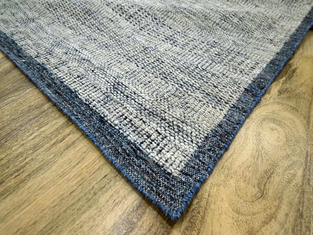 9'0" x 11'11" New Hand Knotted Blue Wool Rectangle Oriental Rug - MOA10276706