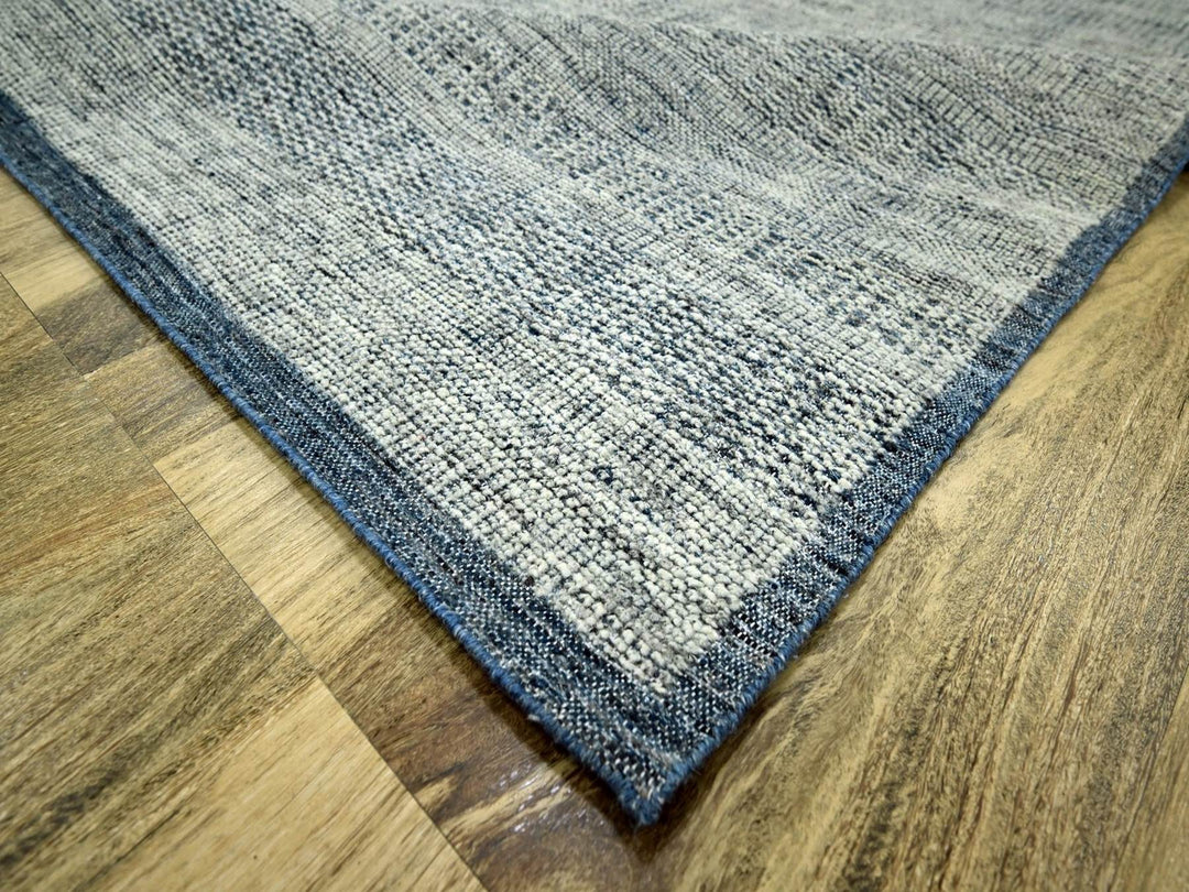 8'10" x 12'1" New Hand Knotted Blue Wool Rectangle Oriental Rug - MOA10276707