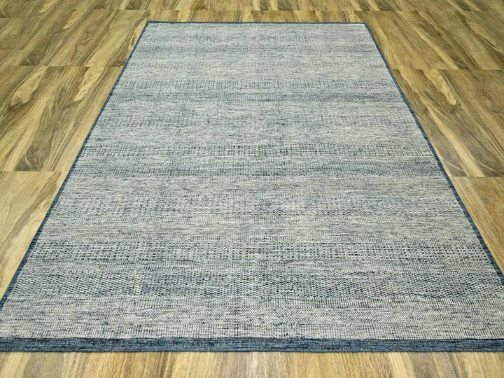 7'10" x 9'11" New Hand Knotted Blue Wool Rectangle Oriental Rug - MOA10276708