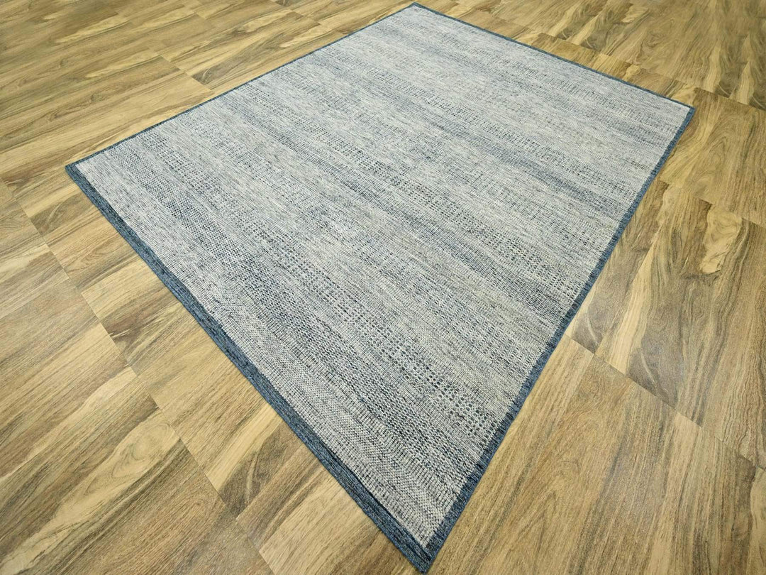 7'10" x 9'11" New Hand Knotted Blue Wool Rectangle Oriental Rug - MOA10276708
