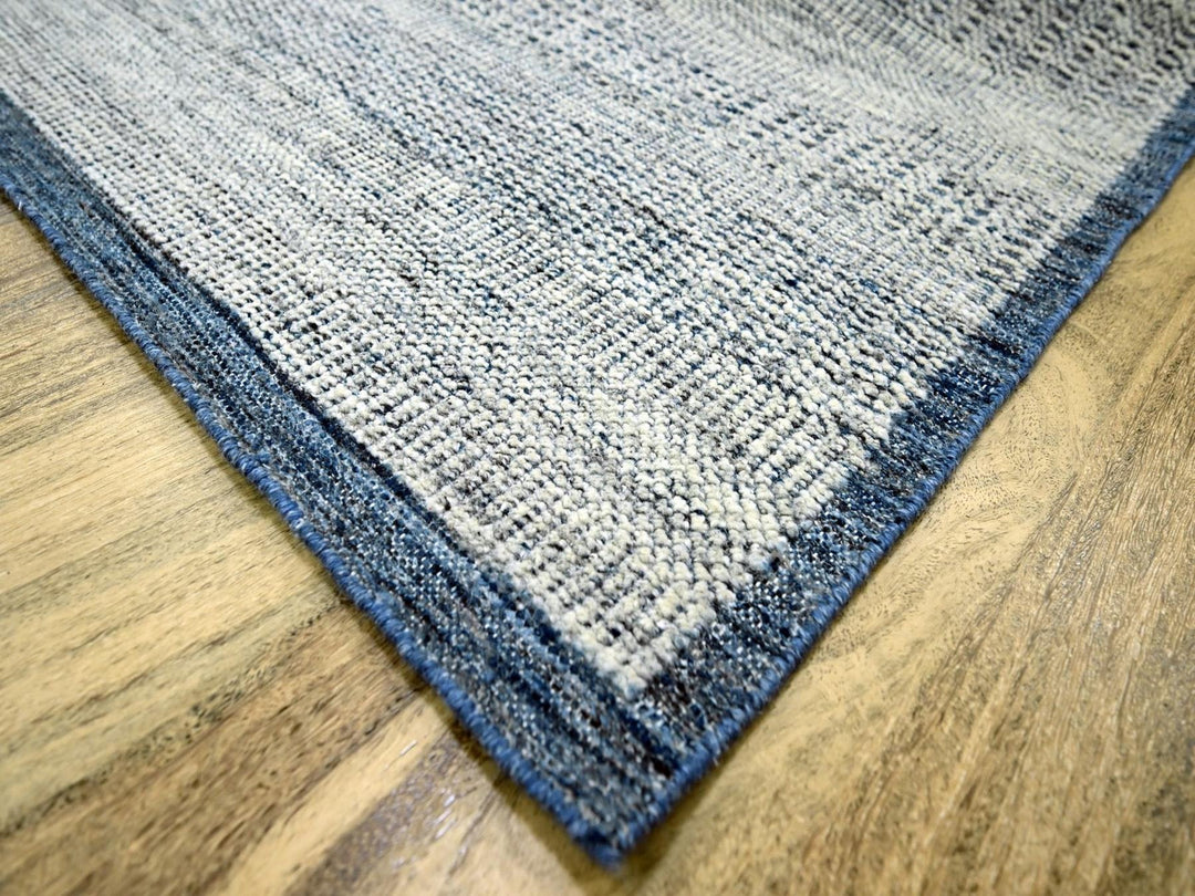 7'10" x 9'11" New Hand Knotted Blue Wool Rectangle Oriental Rug - MOA10276708