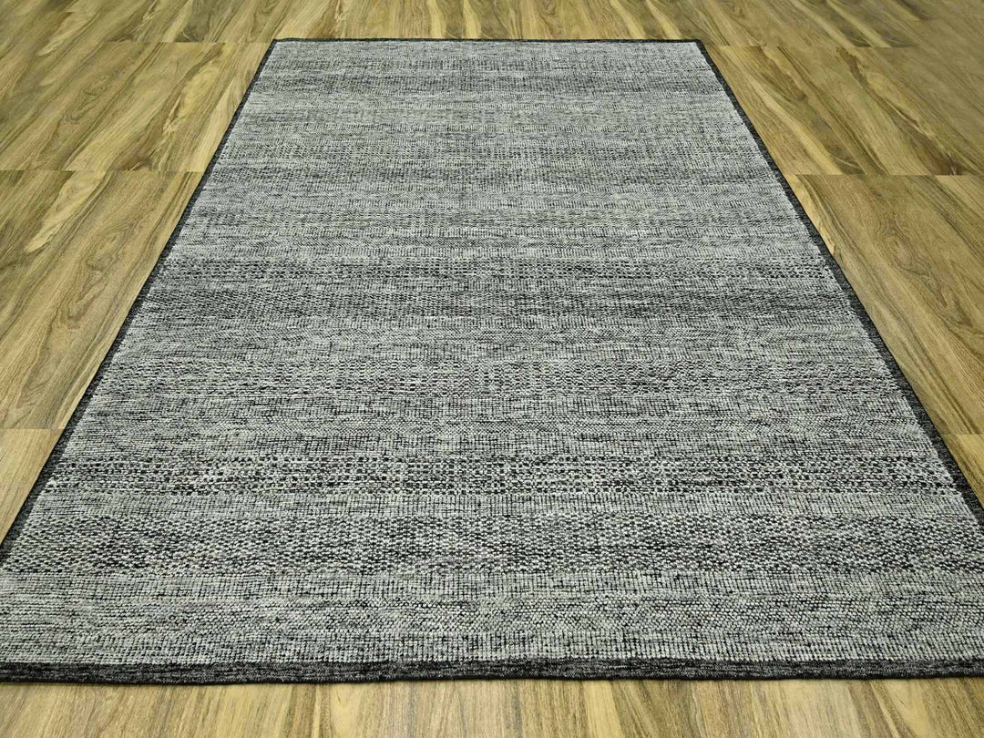 8'3" x 9'11" New Hand Knotted Black Wool Rectangle Oriental Rug - MOA10276711