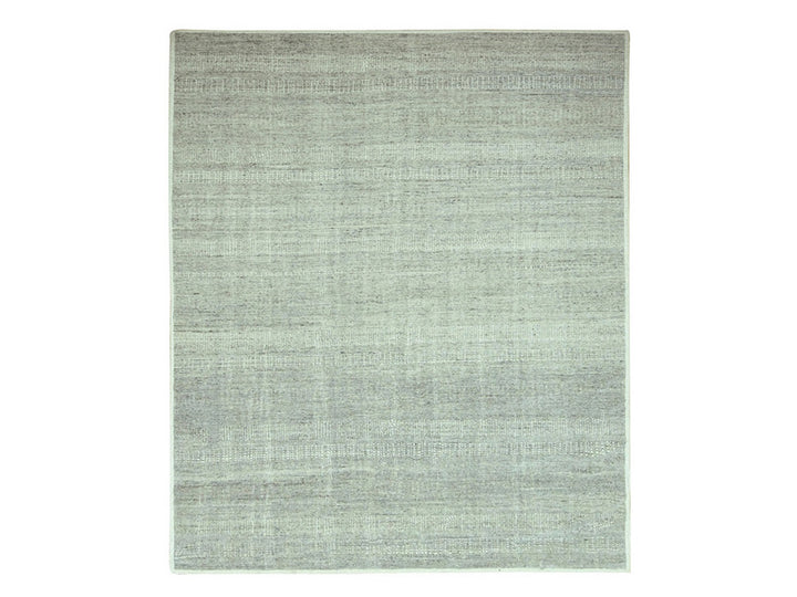 8'1" x 10'2" New Hand Knotted Grey Wool Rectangle Oriental Rug - MOA10276715