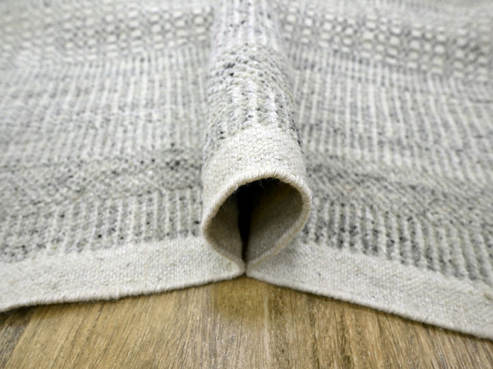 8'1" x 10'2" New Hand Knotted Grey Wool Rectangle Oriental Rug - MOA10276715