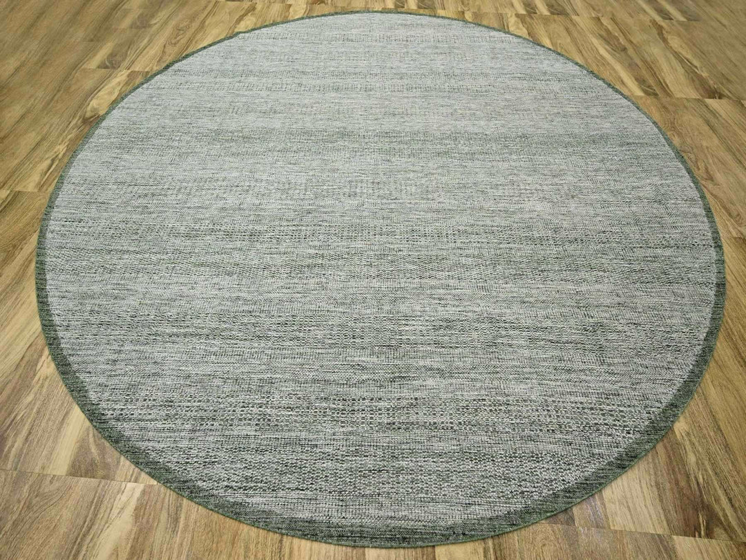 11'10" x 11'11" New Hand Knotted Green Wool Round Oriental Rug - MOA10276720