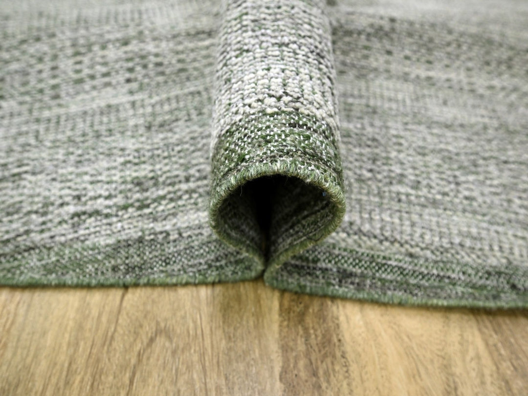 11'10" x 11'11" New Hand Knotted Green Wool Round Oriental Rug - MOA10276720