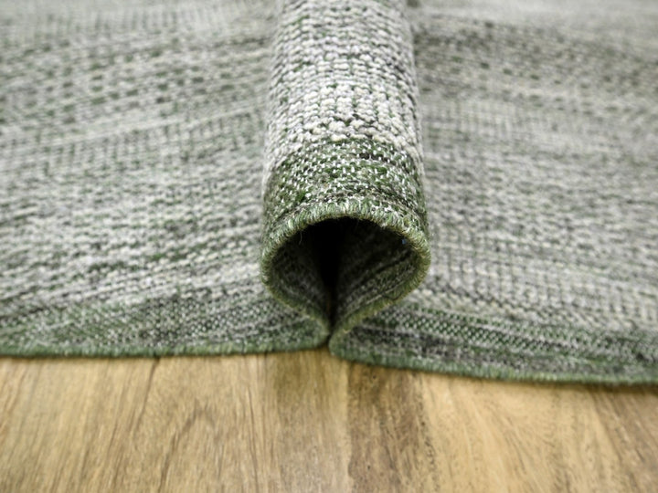 11'10" x 11'11" New Hand Knotted Green Wool Round Oriental Rug - MOA10276720