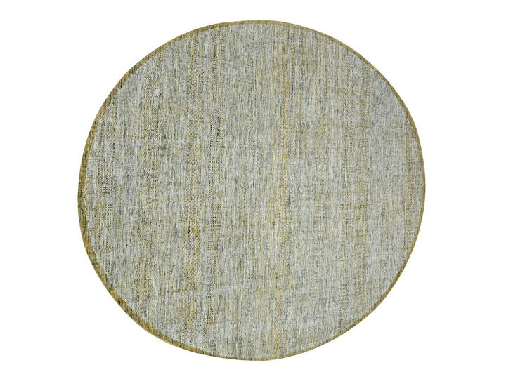 9'11" x 10'0" New Hand Knotted Yellow Wool Round Oriental Rug - MOA10276722