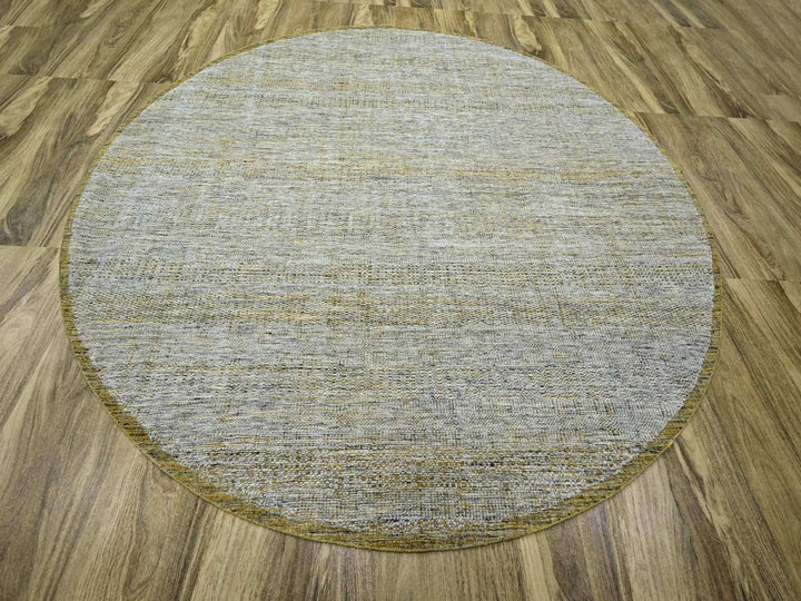 9'11" x 10'0" New Hand Knotted Yellow Wool Round Oriental Rug - MOA10276722