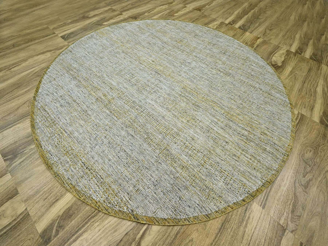 9'11" x 10'0" New Hand Knotted Yellow Wool Round Oriental Rug - MOA10276722