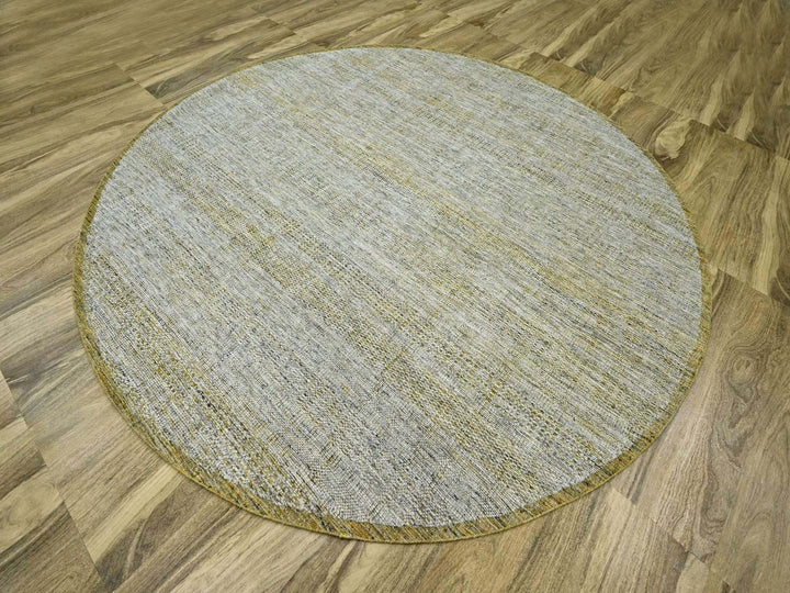 9'11" x 10'0" New Hand Knotted Yellow Wool Round Oriental Rug - MOA10276722