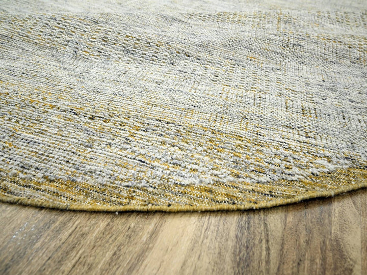 9'11" x 10'0" New Hand Knotted Yellow Wool Round Oriental Rug - MOA10276722