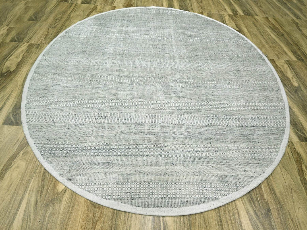 10'0" x 10'1" New Hand Knotted Grey Wool Round Oriental Rug - MOA10276723