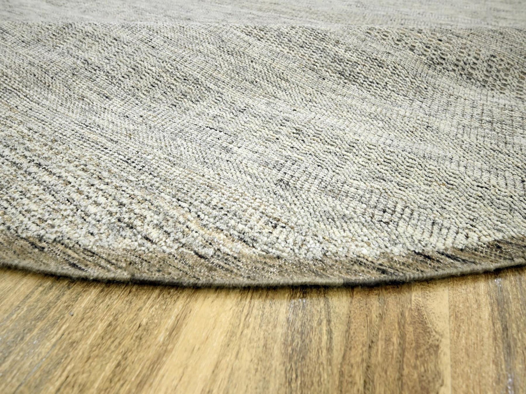 10'0" x 10'1" New Hand Knotted Brown Wool Round Oriental Rug - MOA10276724