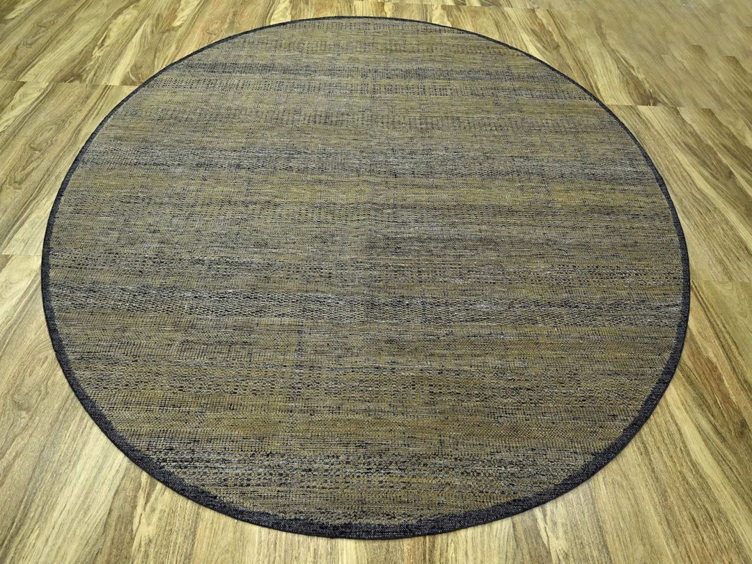 9'11" x 10'0" New Hand Knotted Brown Wool Round Oriental Rug - MOA10276725