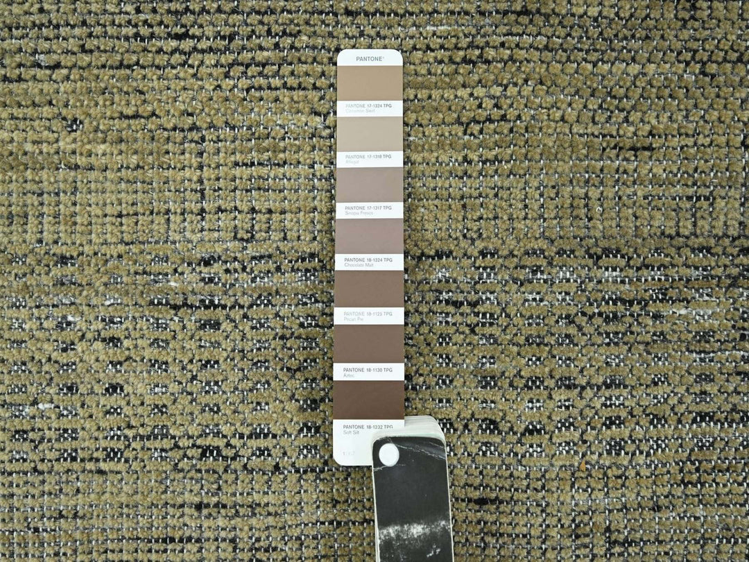 9'11" x 10'0" New Hand Knotted Brown Wool Round Oriental Rug - MOA10276725