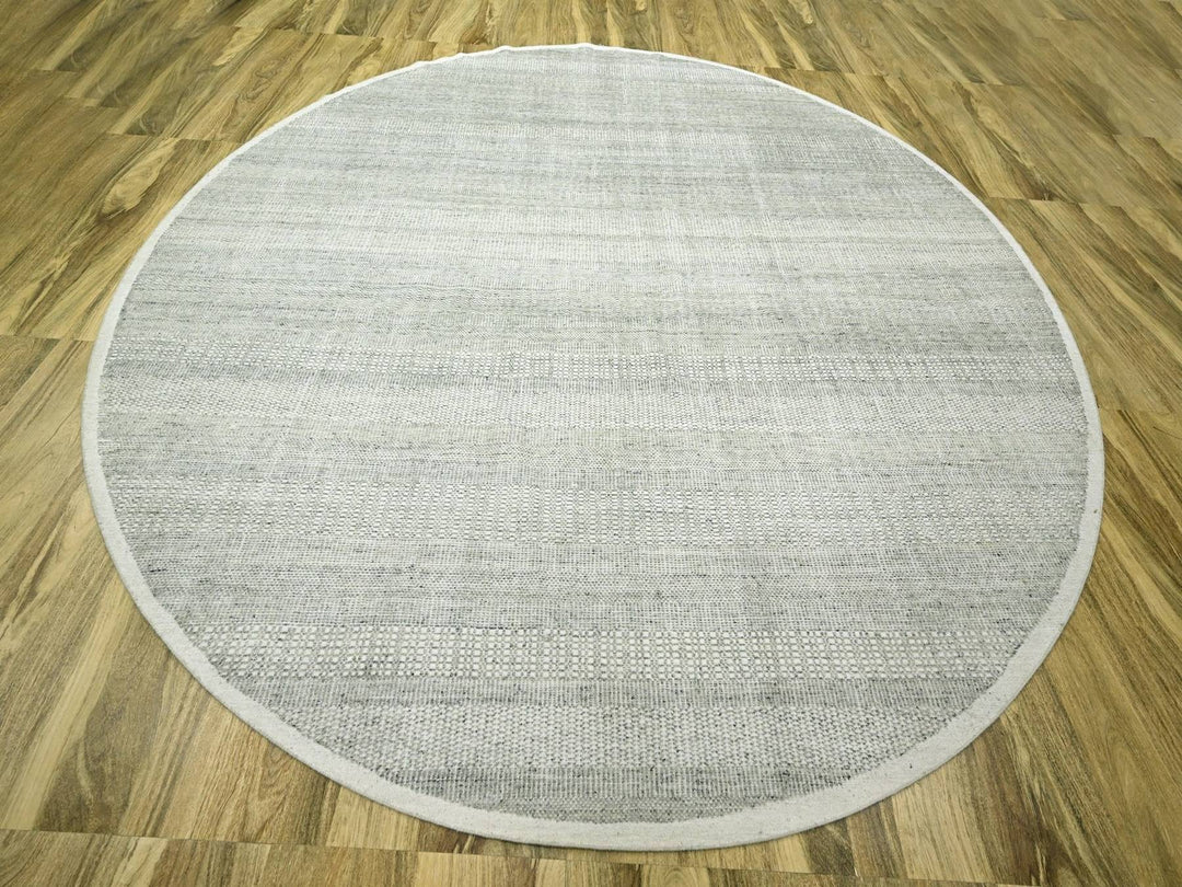 12'0" x 12'1" New Hand Knotted Grey Wool Round Oriental Rug - MOA10276727