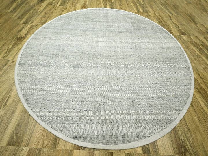 12'0" x 12'1" New Hand Knotted Grey Wool Round Oriental Rug - MOA10276727
