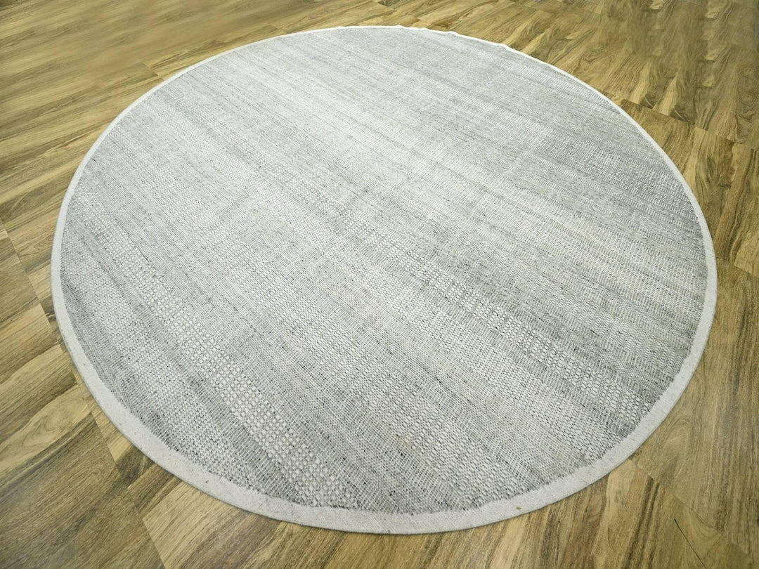 12'0" x 12'1" New Hand Knotted Grey Wool Round Oriental Rug - MOA10276727
