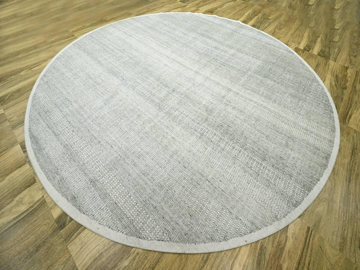 12'0" x 12'1" New Hand Knotted Grey Wool Round Oriental Rug - MOA10276727