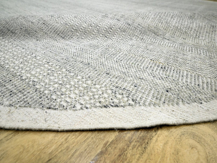 12'0" x 12'1" New Hand Knotted Grey Wool Round Oriental Rug - MOA10276727