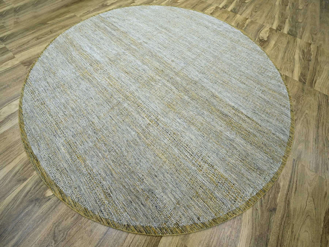 11'10" x 11'10" New Hand Knotted Yellow Wool Round Oriental Rug - MOA10276728