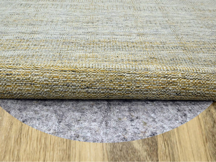 11'10" x 11'10" New Hand Knotted Yellow Wool Round Oriental Rug - MOA10276728