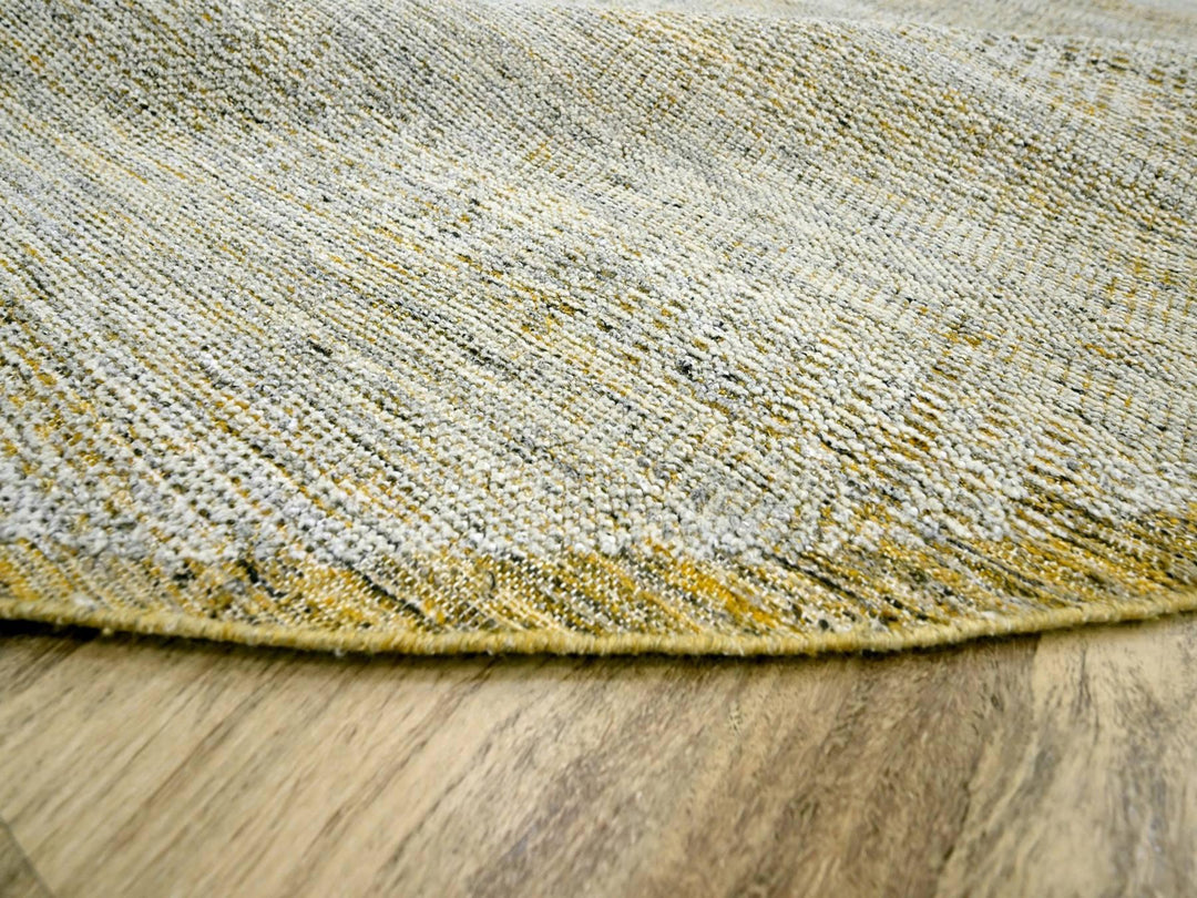 11'10" x 11'10" New Hand Knotted Yellow Wool Round Oriental Rug - MOA10276728