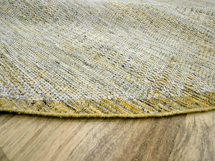 11'10" x 11'10" New Hand Knotted Yellow Wool Round Oriental Rug - MOA10276728