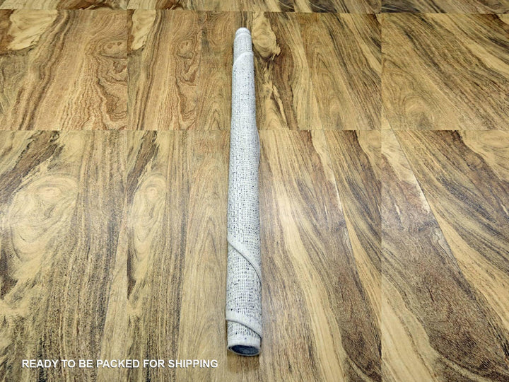6'0" x 6'1" New Hand Knotted Grey Wool Round Oriental Rug - MOA10276729