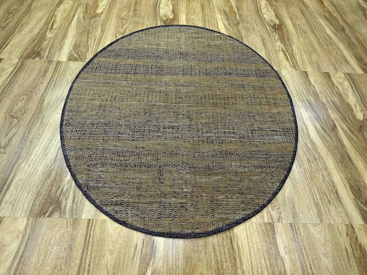 6'1" x 6'1" New Hand Knotted Brown Wool Round Oriental Rug - MOA10276730