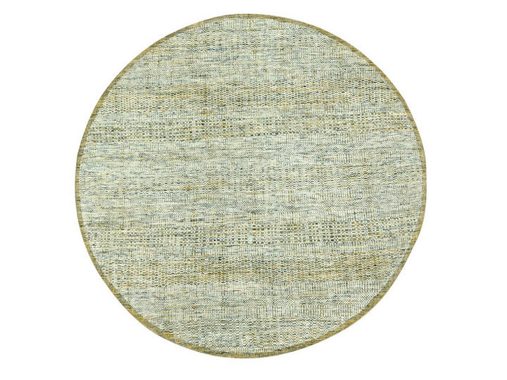 6'0" x 6'0" New Hand Knotted Yellow Wool Round Oriental Rug - MOA10276731