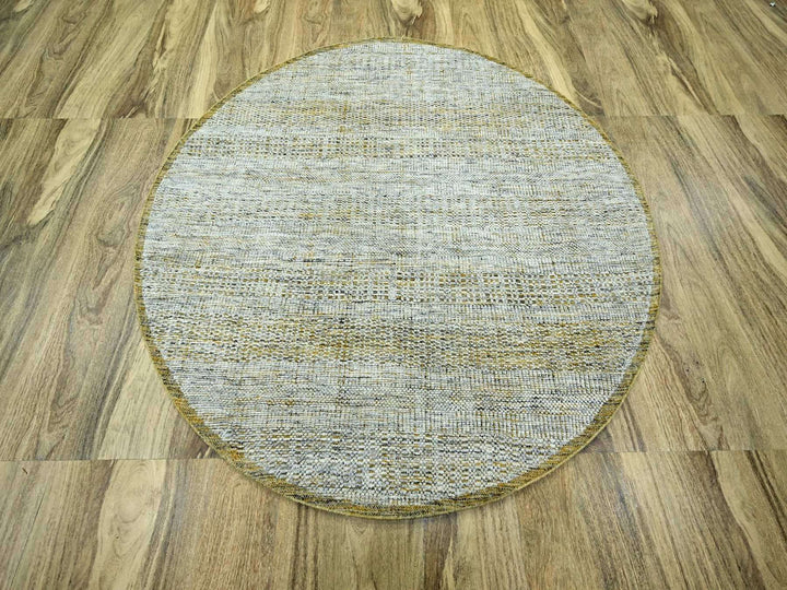 6'0" x 6'0" New Hand Knotted Yellow Wool Round Oriental Rug - MOA10276731