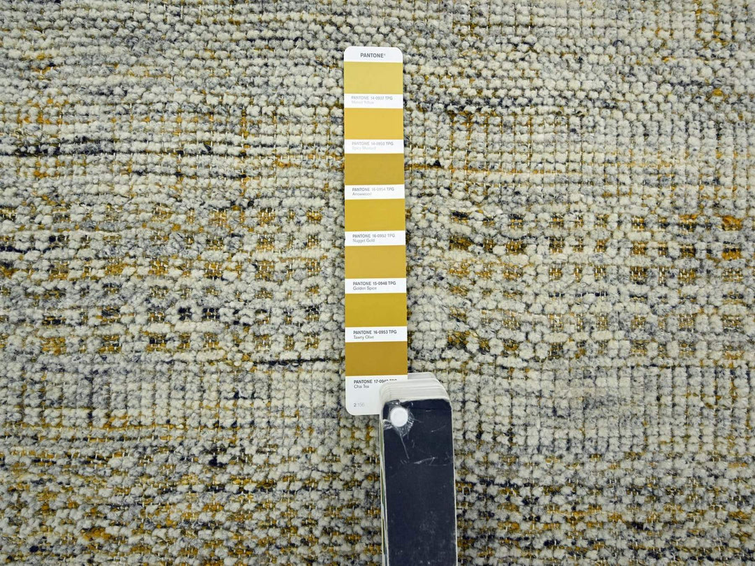 6'0" x 6'0" New Hand Knotted Yellow Wool Round Oriental Rug - MOA10276731