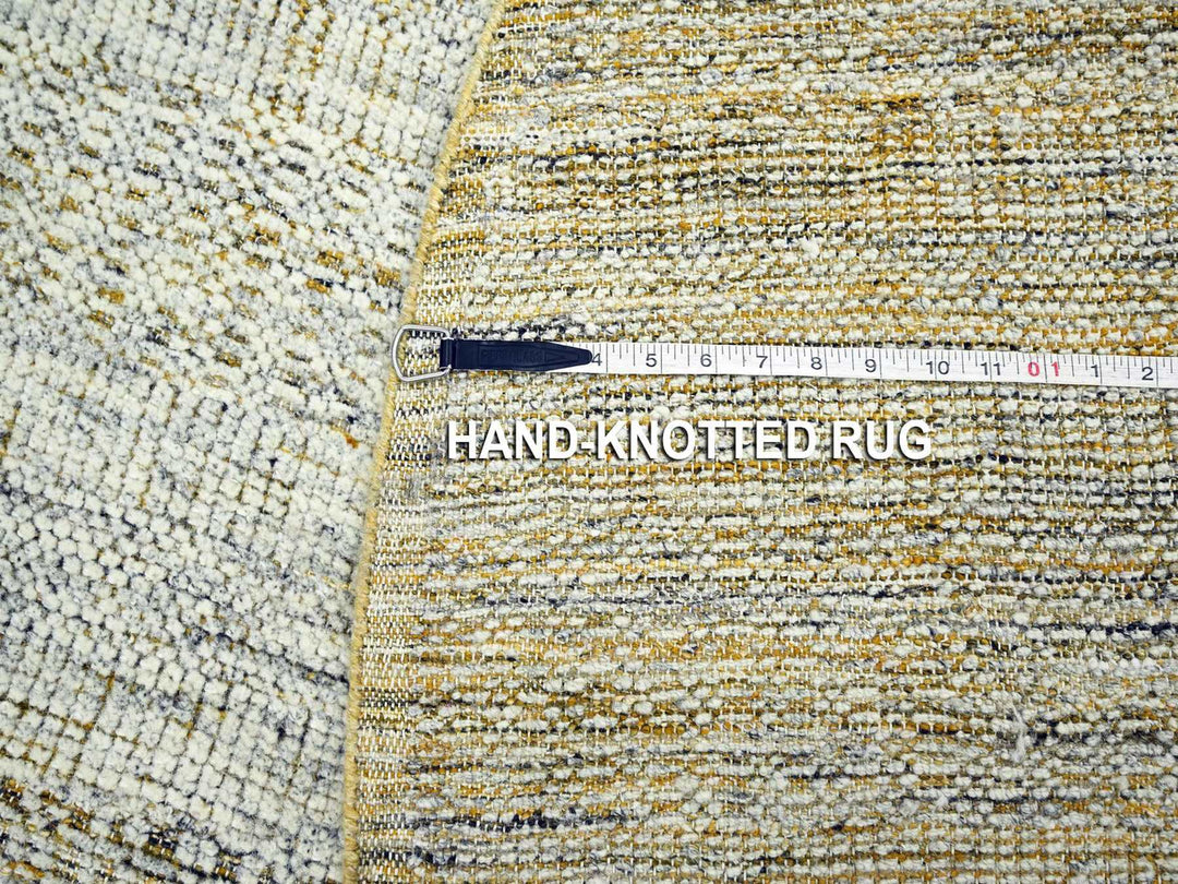 6'0" x 6'0" New Hand Knotted Yellow Wool Round Oriental Rug - MOA10276731