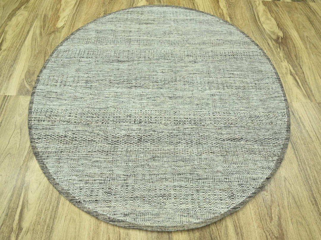 6'0" x 6'1" New Hand Knotted Brown Wool Round Oriental Rug - MOA10276733