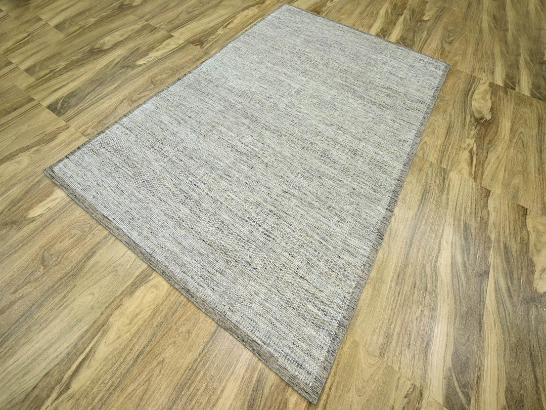 6'1" x 8'11" New Hand Knotted Brown Wool Rectangle Oriental Rug - MOA10276734