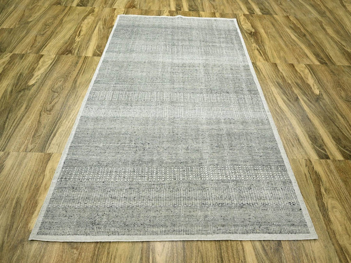 5'11" x 9'0" New Hand Knotted Grey Wool Rectangle Oriental Rug - MOA10276735