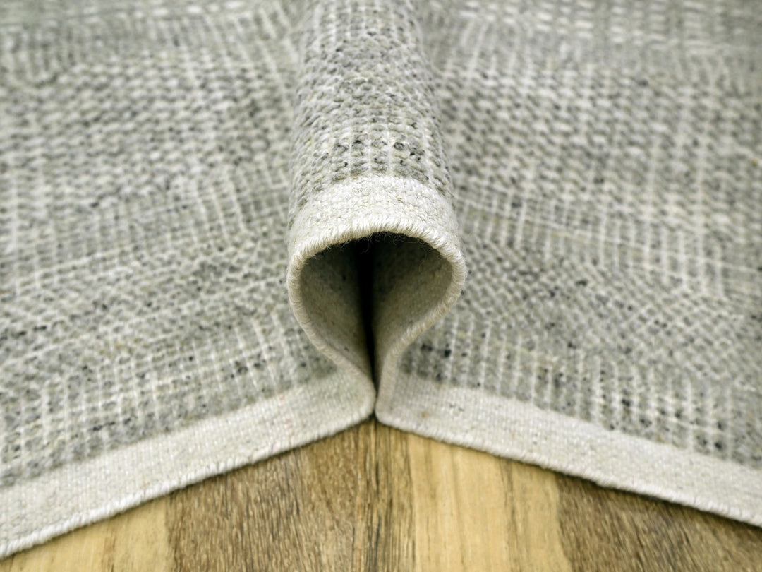 6'1" x 9'0" New Hand Knotted Grey Wool Rectangle Oriental Rug - MOA10276736