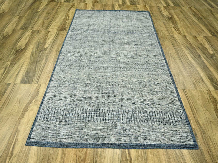 6'0" x 9'1" New Hand Knotted Blue Wool Rectangle Oriental Rug - MOA10276737