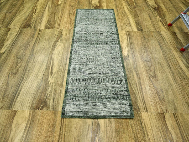 2'6" x 6'0" New Hand Knotted Green Wool Runner Oriental Rug - MOA10276739