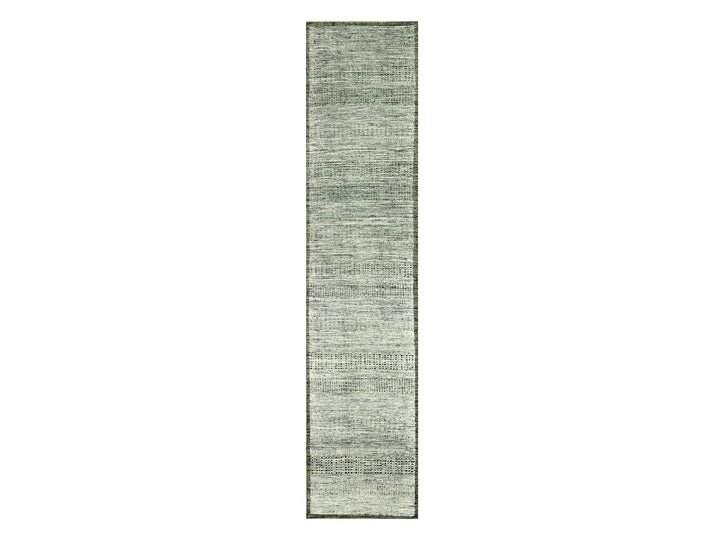 2'6" x 11'10" New Hand Knotted Green Wool Runner Oriental Rug - MOA10276740