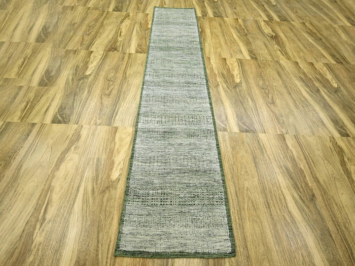 2'6" x 11'10" New Hand Knotted Green Wool Runner Oriental Rug - MOA10276740