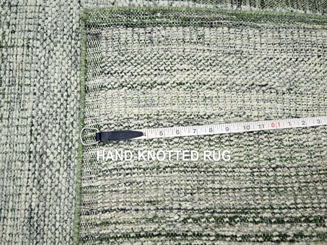 2'6" x 11'10" New Hand Knotted Green Wool Runner Oriental Rug - MOA10276740