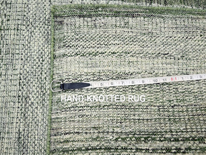 2'6" x 11'10" New Hand Knotted Green Wool Runner Oriental Rug - MOA10276740