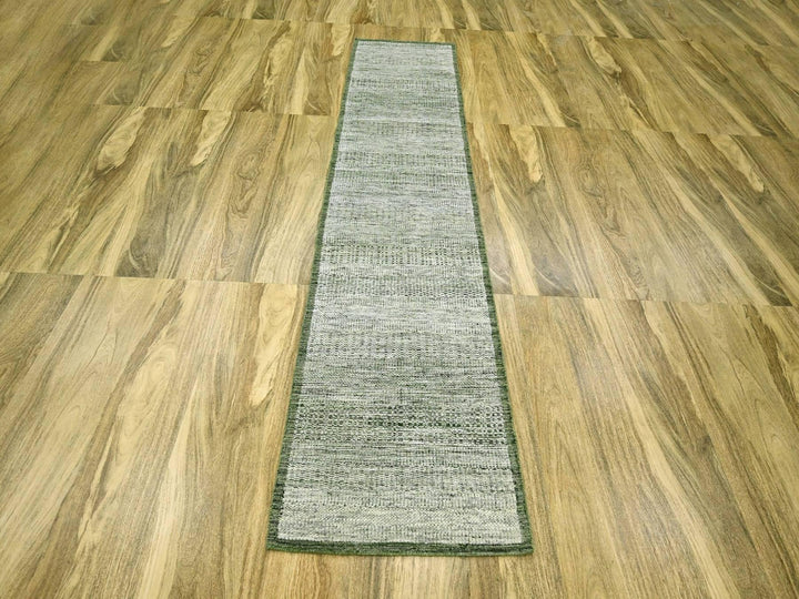 2'6" x 10'0" New Hand Knotted Green Wool Runner Oriental Rug - MOA10276741