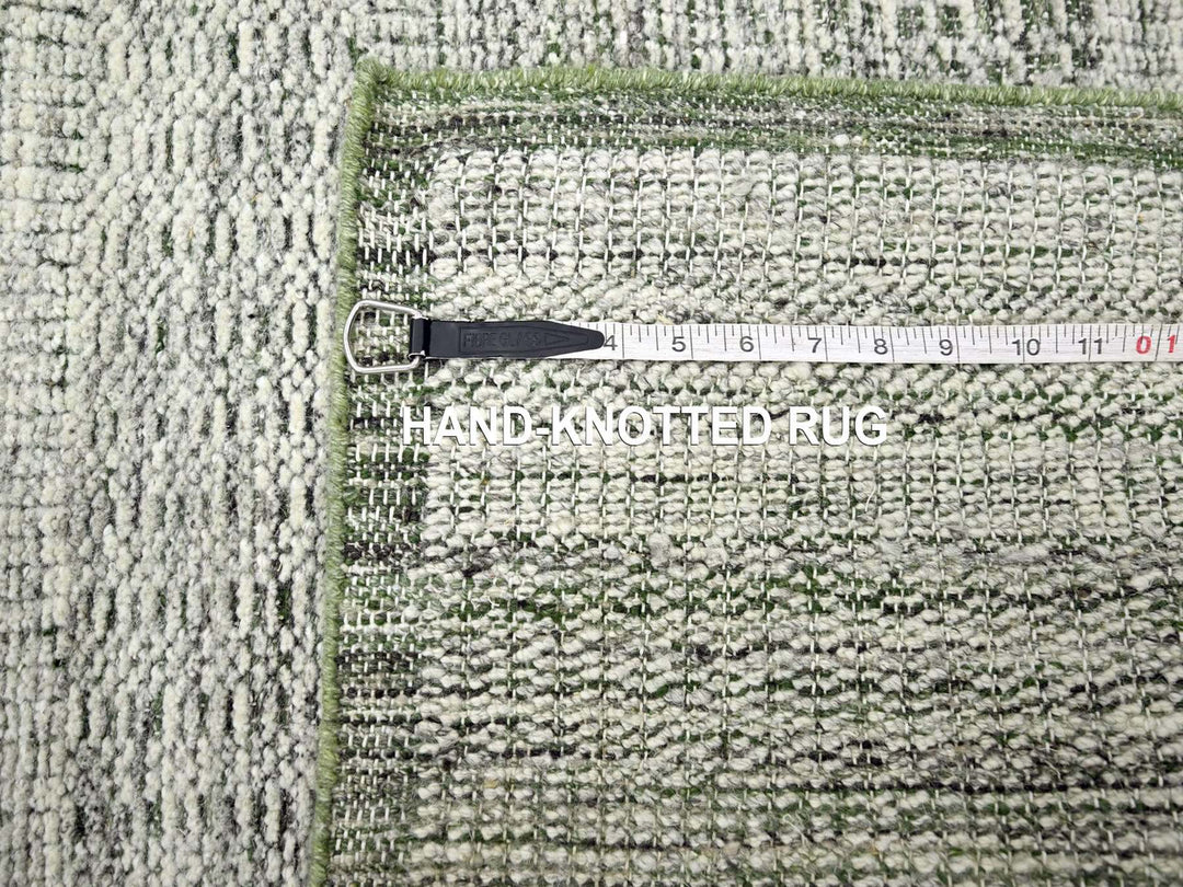 2'6" x 10'0" New Hand Knotted Green Wool Runner Oriental Rug - MOA10276741