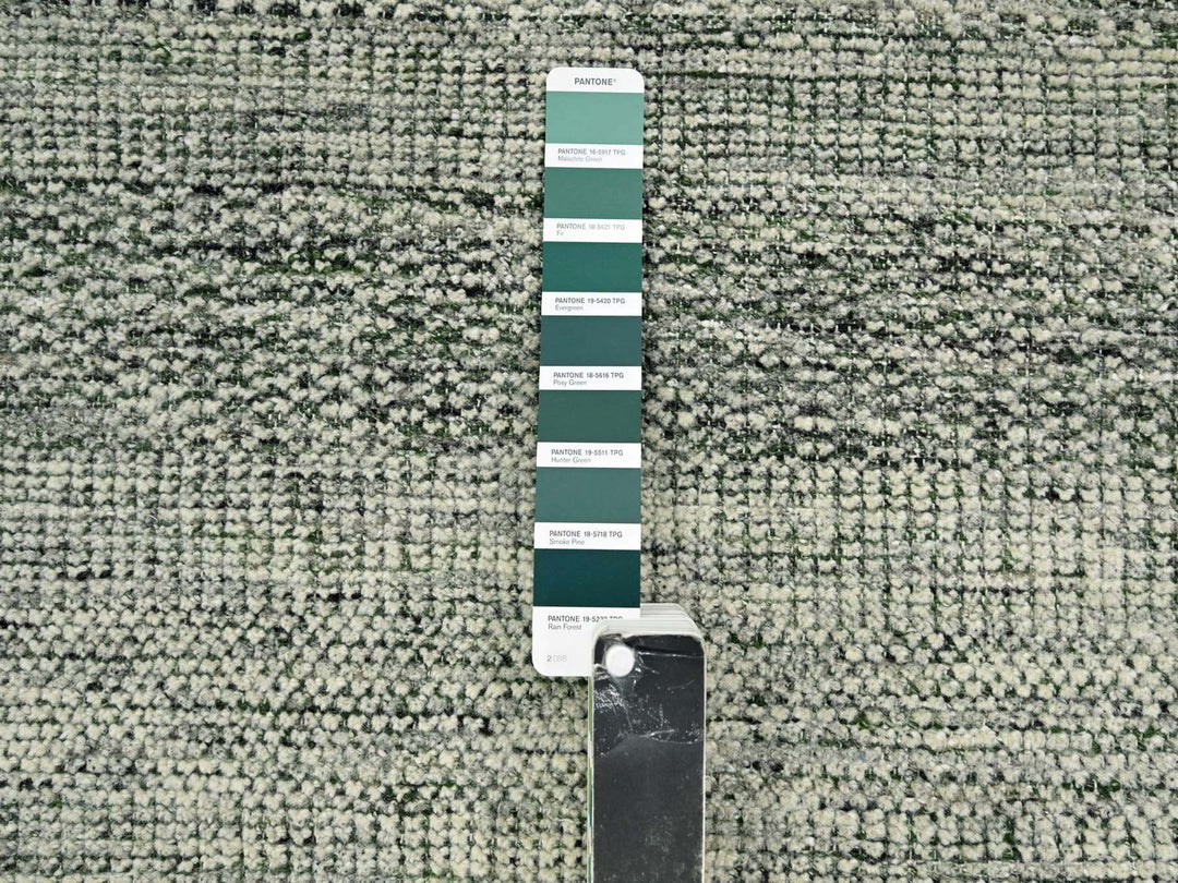 2'6" x 6'0" New Hand Knotted Green Wool Runner Oriental Rug - MOA10276742