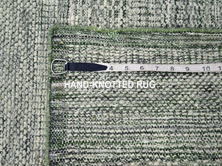 2'6" x 6'0" New Hand Knotted Green Wool Runner Oriental Rug - MOA10276742